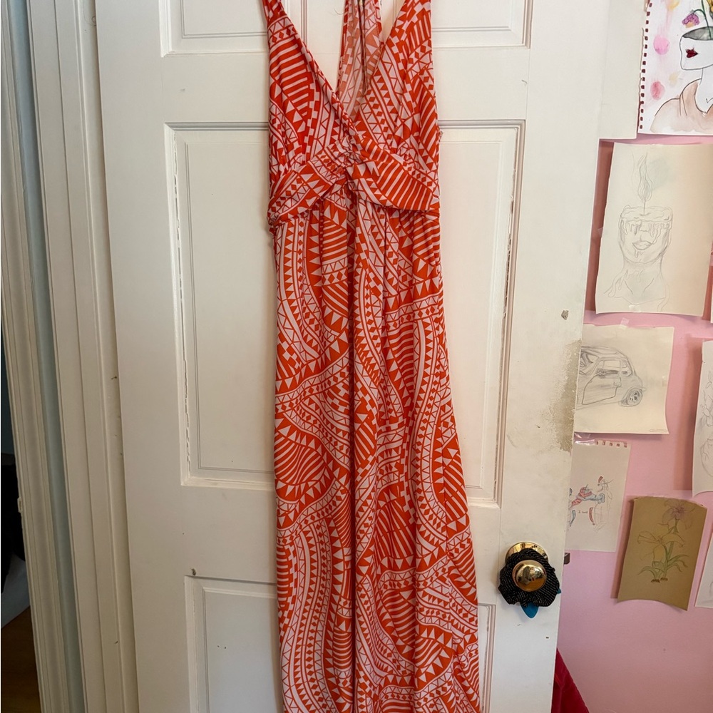 Jon & Anna Geometric Orange and White Dress